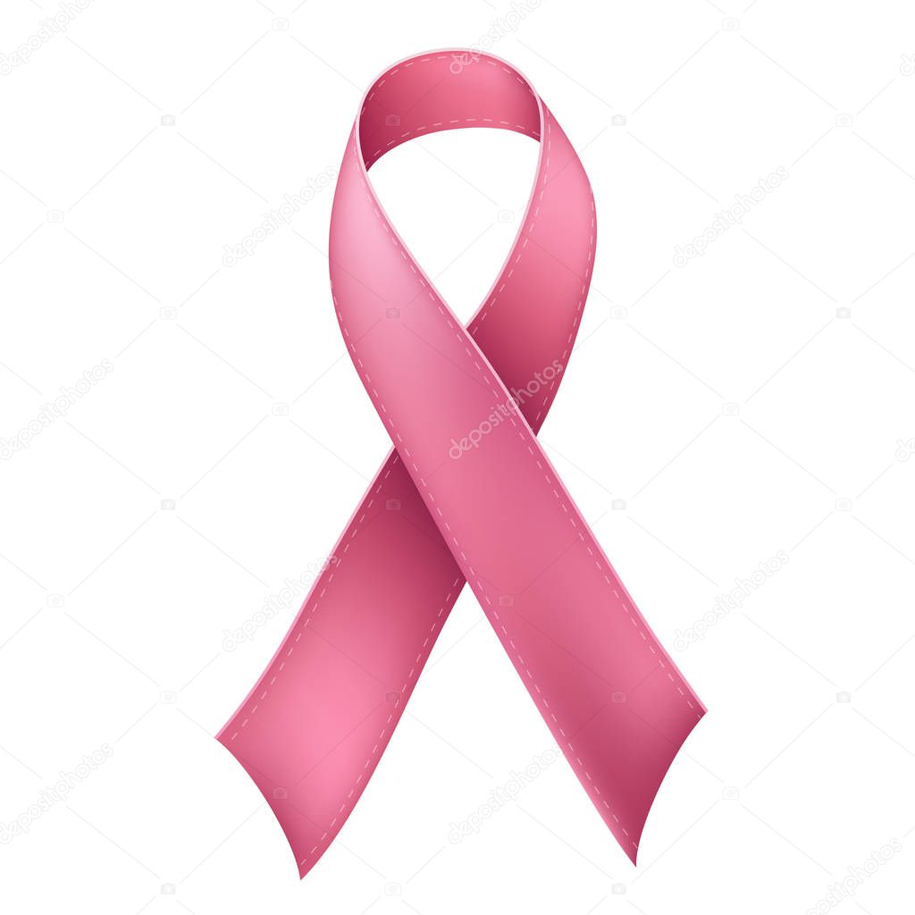 Realistic pink ribbon for breast cancer awareness