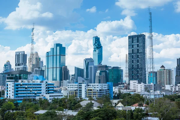 Byggnaden Bangkok city affärsområde, panoramautsikt — Stockfoto