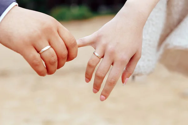 Tomando de la mano a la novia y el novio —  Fotos de Stock