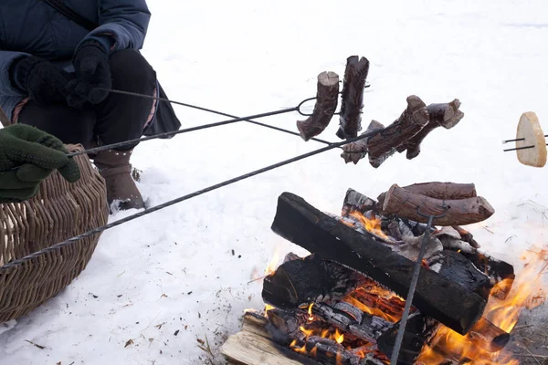 bonfire in the winter time