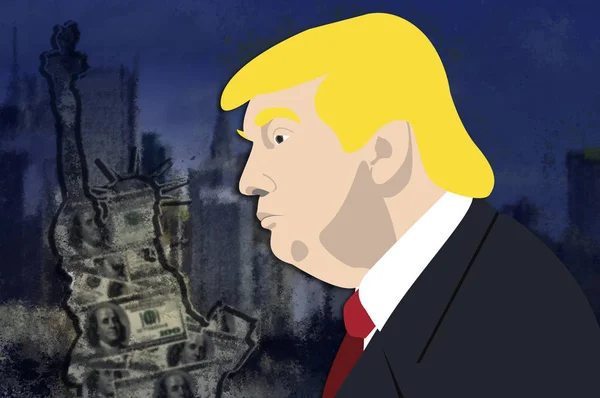 Donald Trump, president van de Verenigde Staten en de Statue of Liberty — Stockfoto