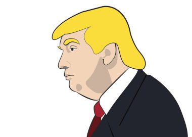 20 Şubat 2017: Donald Trump, 45 ABD Başkanı portresi bir çizimi