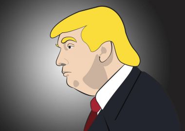 20 Şubat 2017: Donald Trump, 45 ABD Başkanı portresi bir çizimi