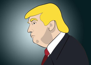 20 Şubat 2017: Donald Trump, 45 ABD Başkanı portresi bir çizimi