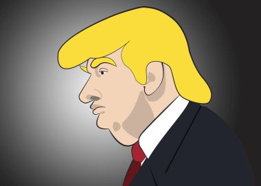 20 Şubat 2017: Donald Trump, 45 ABD Başkanı karikatürü bir çizimi