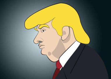 20 Şubat 2017: Donald Trump, 45 ABD Başkanı karikatürü bir çizimi