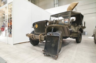 Varşova, Polonya, Mayıs 13: Oldtimer Willys ordu araba Varşova otomatik 13 Mayıs 2017 adil Nostalji, Varşova, Polonya.