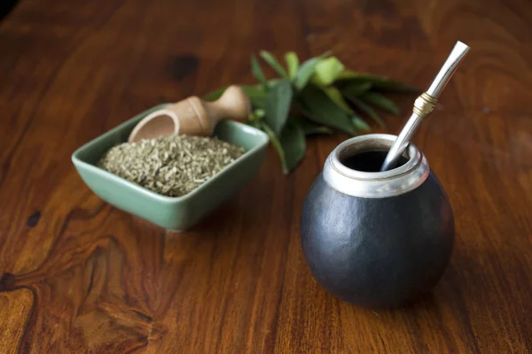 Yerba Mate Matero Atas Meja — Stok Foto