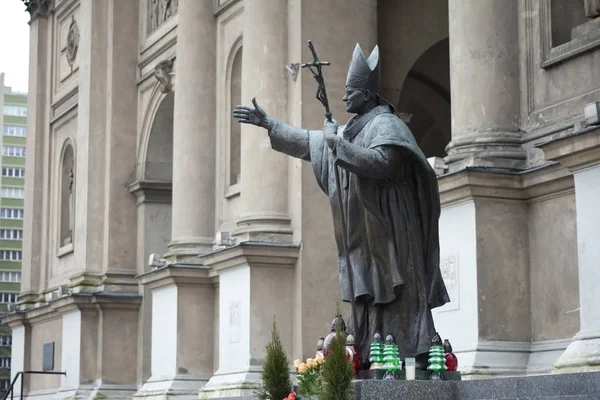 Warszawa Polen Januari 2018 Staty Påven John Paul Heliga John — Stockfoto