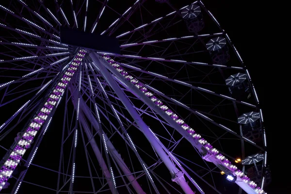 Violet Ferris Wheel Illuminated Night — Stock Photo, Image