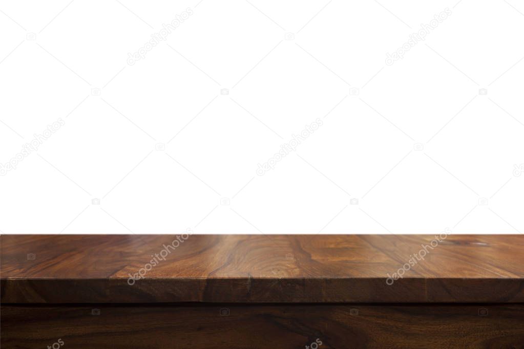 Empty top wooden table and white copy space