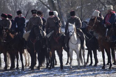 Varşova, Polonya, Februar 24: Sırasında yıllık canlandırma, savaş, Olszynka Grochowska 1831 - Polonya ve Rusya - arasında bir savaş üzerinde 24 Şubat 2018, Varşova, Polonya Reenactors.