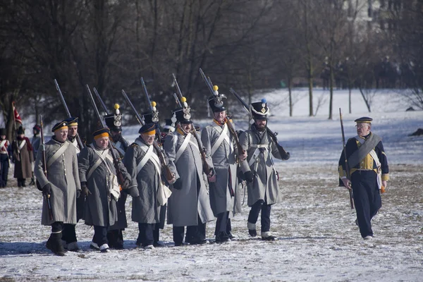 Warszawa Polen Februar Enactors Årliga Reenactment Slaget Olszynka Grochowska 1831 — Stockfoto