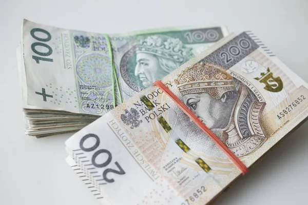 Sok Sok Lengyel Valuta Pénzt Zlotyban — Stock Fotó