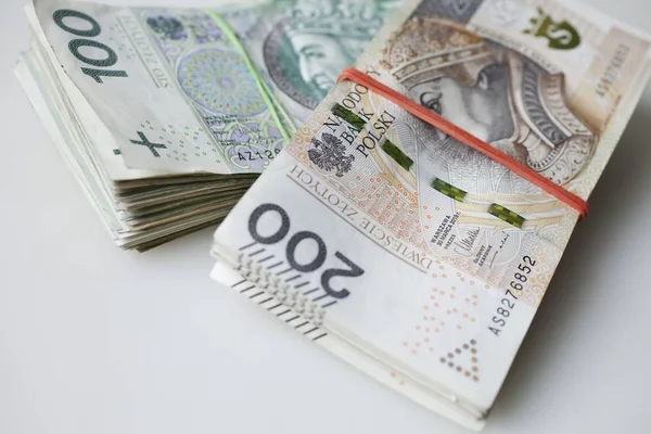 Sok Sok Lengyel Valuta Pénzt Zlotyban — Stock Fotó