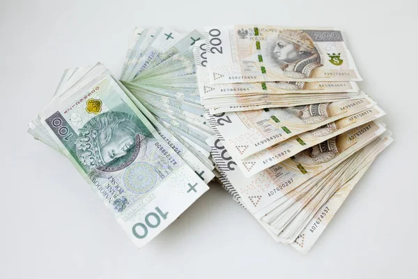 Spousta Polské Měně Peněz Zlotý — Stock fotografie