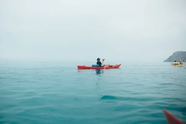 In the sea on a kayak — Stock Photo, Image