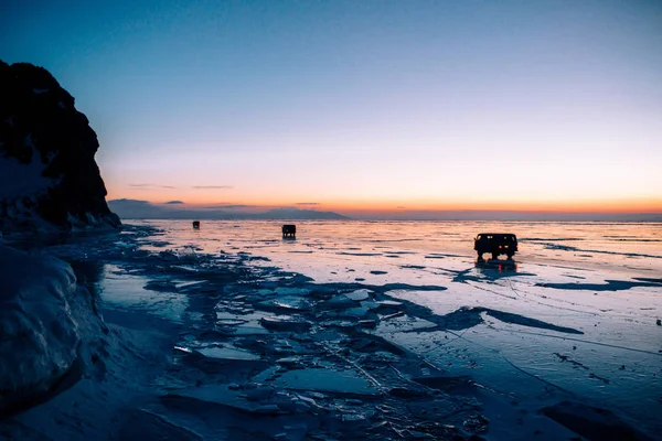 Manhã Inverno Lago Baikal — Fotografia de Stock