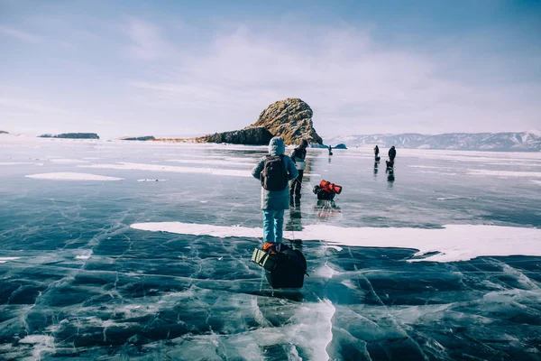 Campanha Sobre Gelos Baikal — Fotografia de Stock