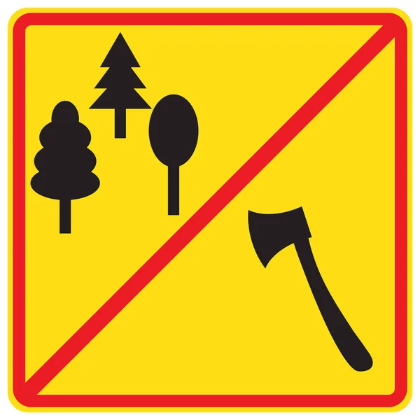 Firma prohibiendo cortar árboles . — Vector de stock