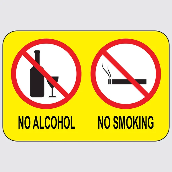 No Smoking, no alcohol sign. — Stock Vector