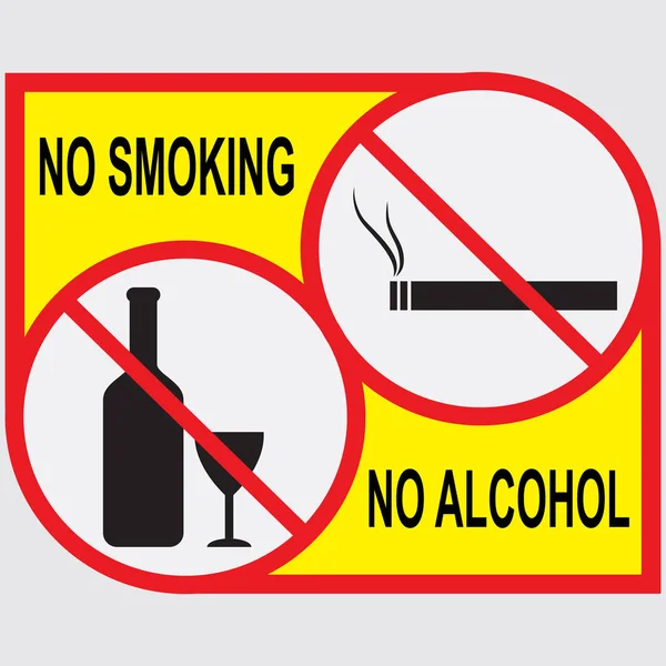No Smoking, no alcohol signs — Stock Vector