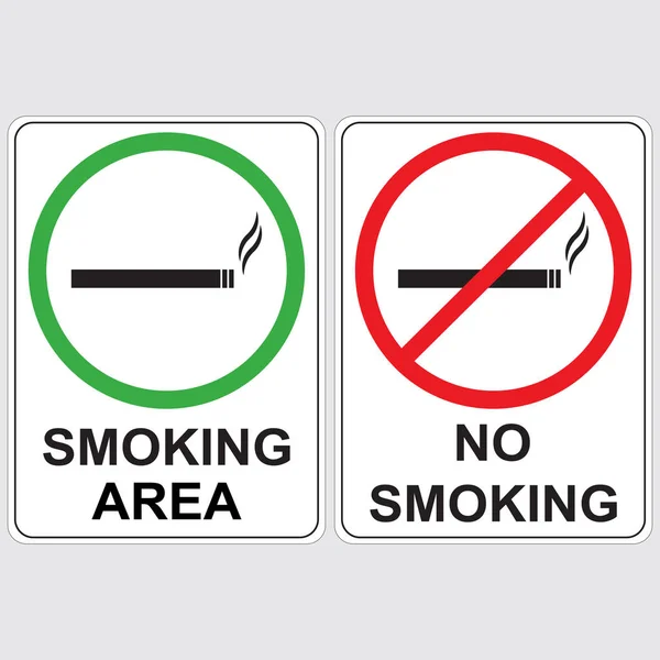 La segnaletica No Smoking and Smoking area . — Vettoriale Stock