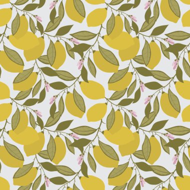 Limon ağacı dalları ile Seamless Modeli. 