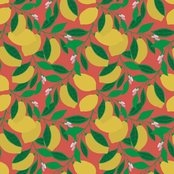 Seamless pattern with branches of the lemon tree.