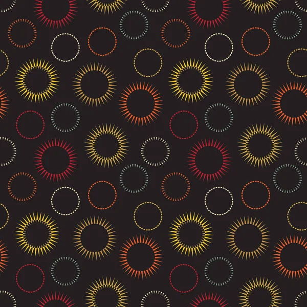 Nahtloses Muster mit goldenen und roten Elementen, geometrisches Design. — Stockvektor