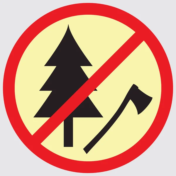 Warnschild, Weihnachtsbaum hacken ist verboten. für jedermann nutzbar. — Stockvektor