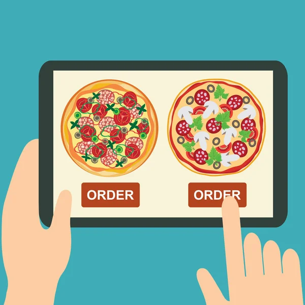 Zamów pizza przez Internet. — Wektor stockowy