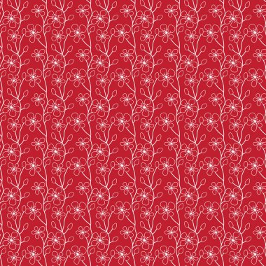 Küçük çiçekler kırmızı zemin üzerine. Seamless modeli. Tek renkli.