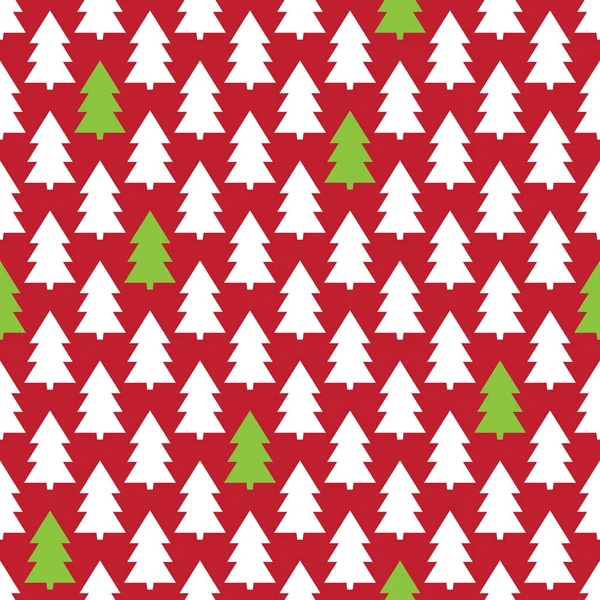 Árvores Natal Fundo Vermelho Padrão Sem Costura —  Vetores de Stock