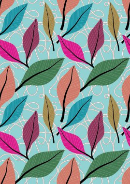 Parlak mavi bir arka plan üzerinde bırakır. Seamless modeli.