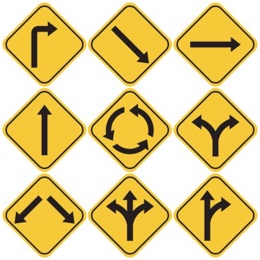 Oklu yol işaretleri seti.