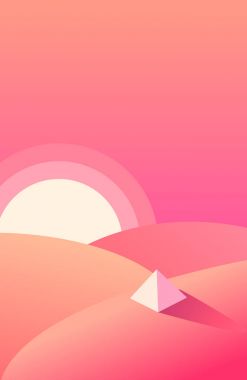 Manzara çöl günbatımı düz adlı küçük bir piramit ile