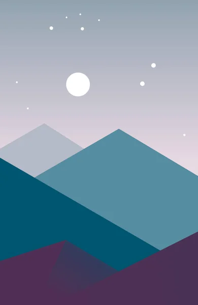 Landschap berg silhouetten in de nacht in een moderne stijl — Stockfoto