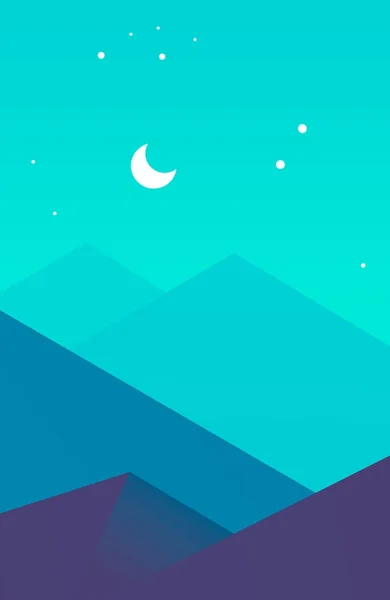 Siluetas de montaña de paisaje por la noche en un estilo moderno — Vector de stock