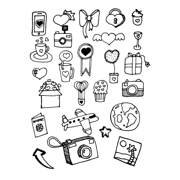 Doodle items en dingen voor reizen — Stockfoto