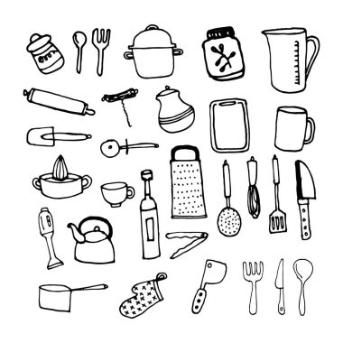 Bir dizi doodle tencere