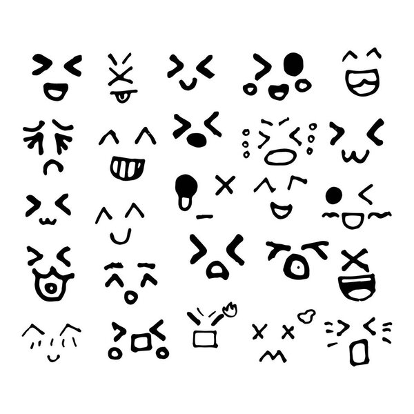 Kawai doodle faces set