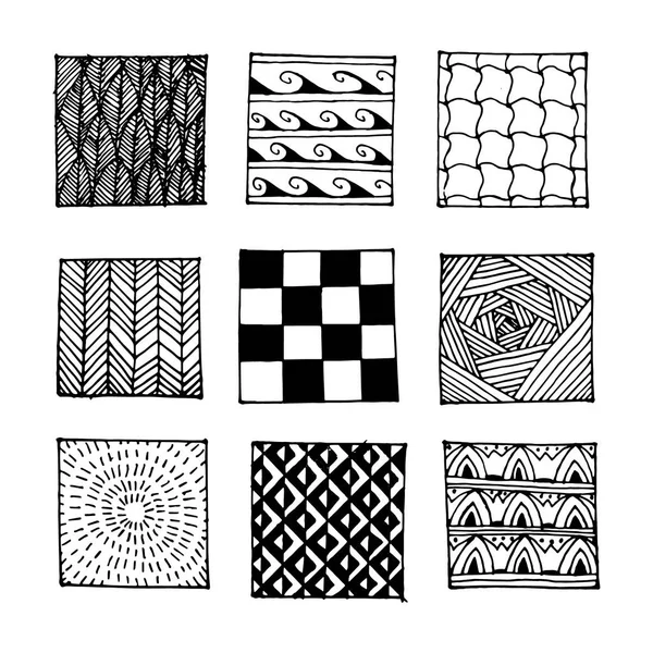 Un conjunto de patrones pintados a mano — Vector de stock