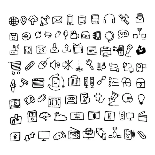 Doodle mededeling iconen — Stockvector