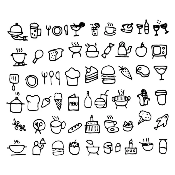 Doodle alimentos iconos — Archivo Imágenes Vectoriales