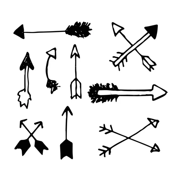 ビンテージ矢印のいたずら書きのセット — ストックベクタ