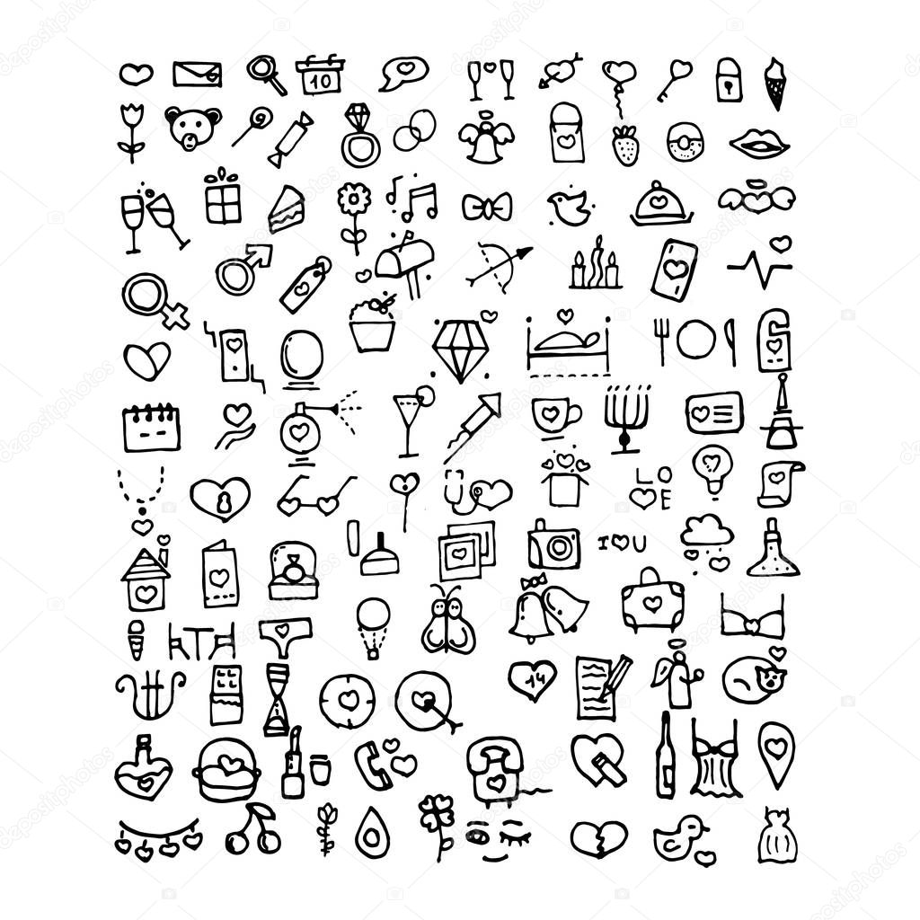 Doodle different things icons