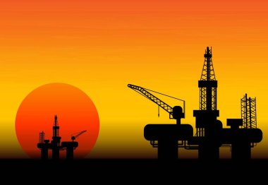 Endüstriyel tasarım için denizde petrol kuyusu.