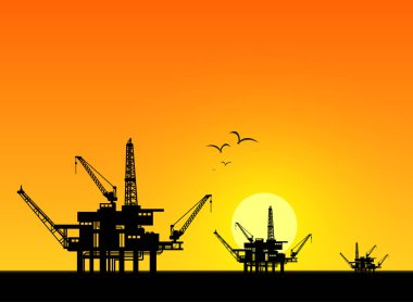 Endüstriyel tasarım için denizde petrol kuyusu.