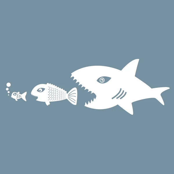 Les gros poissons mangent les petits poissons — Image vectorielle